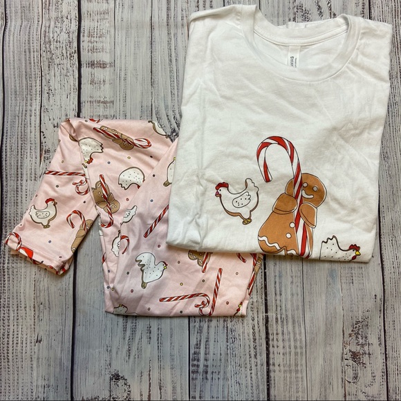 Bella+Canvas Fluffylayers Gingerbread Pajama Set. Size Small. - Picture 2 of 14